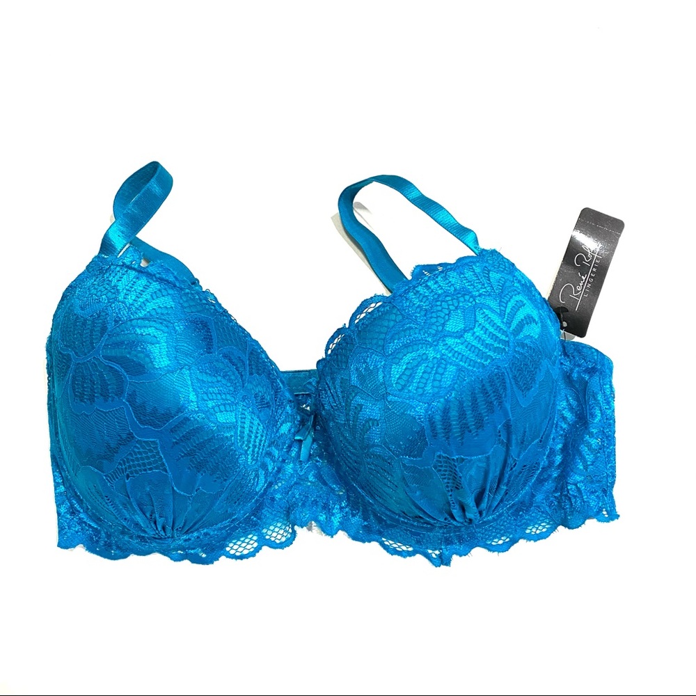Rene Rofe Peacock Blue Lace Bra